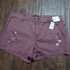 Express embroidered jean shorts mid rise Size 8